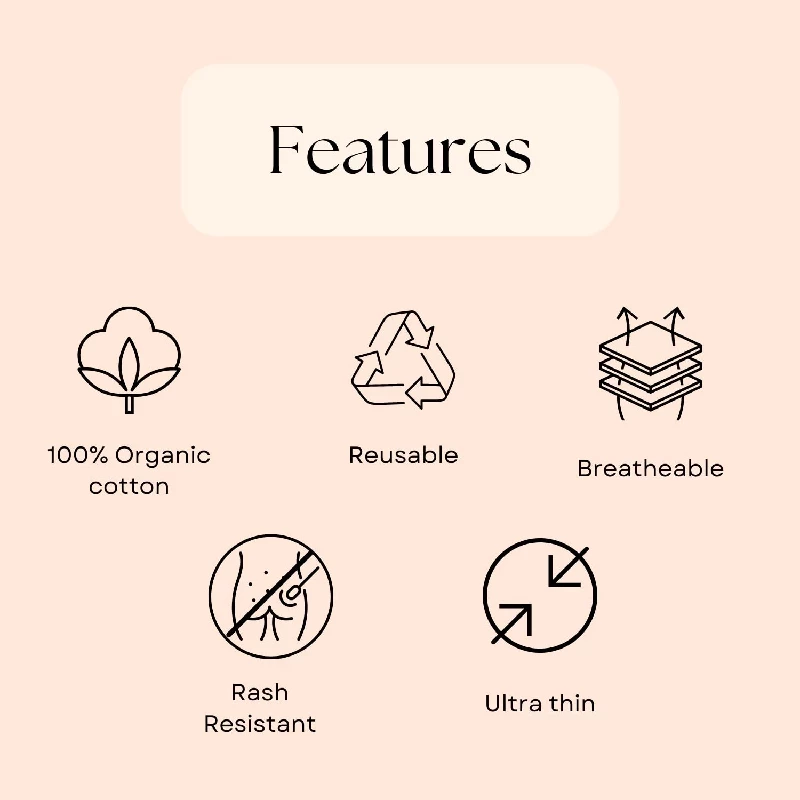 Fabpad Reusable Washable Eco-Friendly Cotton Sanitary Cloth Pads Pantyliners, 3 Pads-8.webp